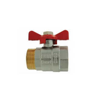 Vanne boisseau sphérique en laiton M/F avec poignée papillon rouge